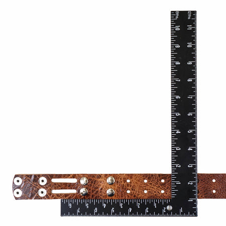 100-2079.SLC.2.jpg 1 1/2" Vintage Tan Buffalo Double Hole Belt Blank w/ Snaps Image