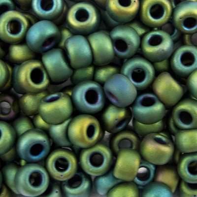 45-692066.SLC.jpg 6/0 Seed Beads - Matte Metallic Green 20g Image