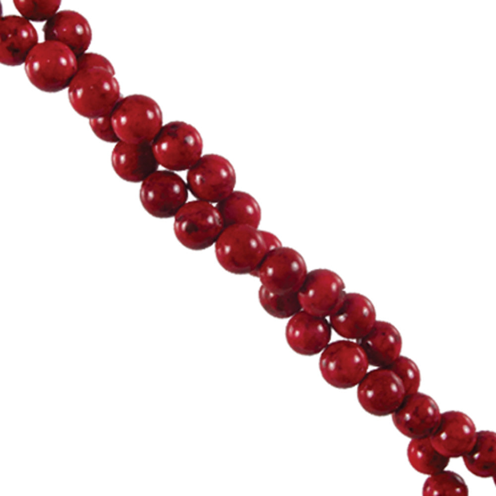 274-13.SLC.jpg 6mm Fossil Round Strand - Red Image
