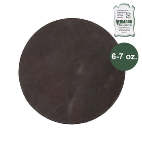 12" Round 6-7oz. Brown Hermann Oak Drum Dyed Pre-Cut