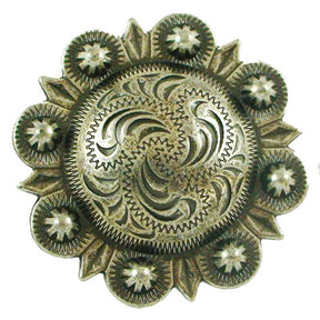 1" Spiral Berry Concho - Old Silver