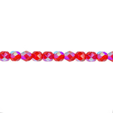 6mm Siam Ruby AB Bead Strand - Firepolished