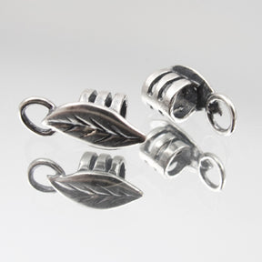 5mm Leaf Cord Ends - Silver Plate