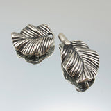 Large Leaves Hook Loop Clasp - Silver Plate