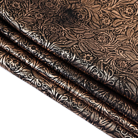 MFC.Rose Gold on Black.02.jpg Metallic Floral Cow Sides Image