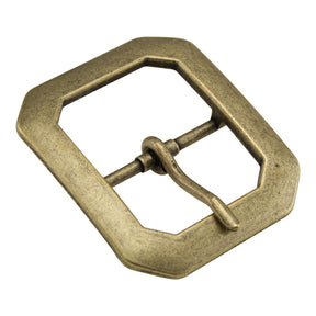 Clipped Corner Center Bar Buckles, Antique Brass 1 1|2