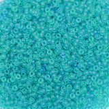 15/0 Seed Beads - Semi-Frosted Transparent Aqua 10g