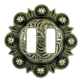 1 1/2" Slotted Berry Concho - Old Silver