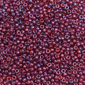 15/0 Seed Beads - Cranberry Gold Luster 10g