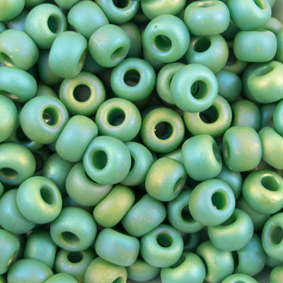 45-69411.SLC.jpg 6/0 Seed Beads - Matte Opaque Green AB 20g Image