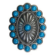 378-8002.SLC.jpg Southwest Turquoise Stone Oval Concho - Antique Nickel Plate Image
