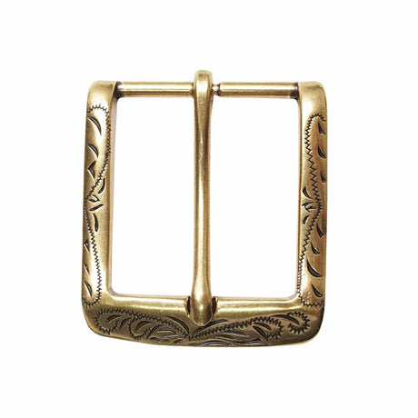 378-3208.SLC.1.jpg 1 ½" Rounded Engraved Buckle - Antique Brass Image