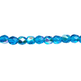 4mm Capri Blue AB Bead Strand - Firepolished