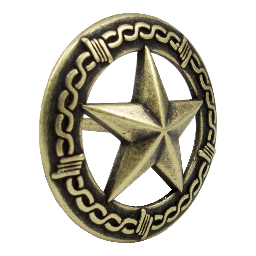 115-179145.SLC.jpg 3/4" Star Barbwire Tack - Antique Brass 50pk Image