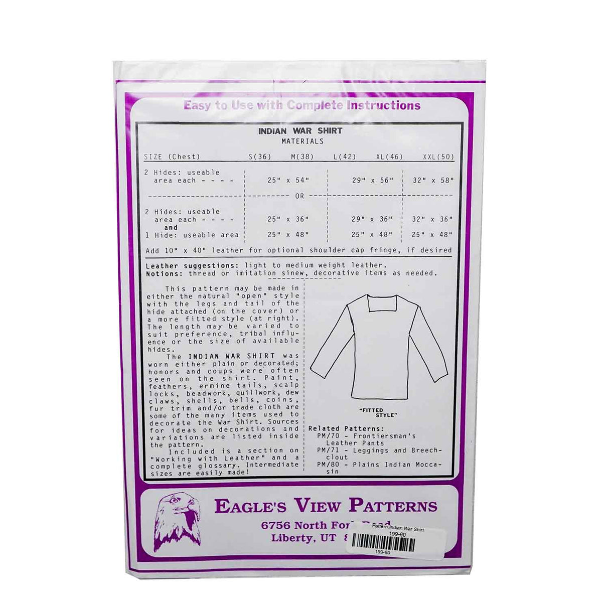 199-60.SLC.02.jpg Indian War Shirt Pattern Image