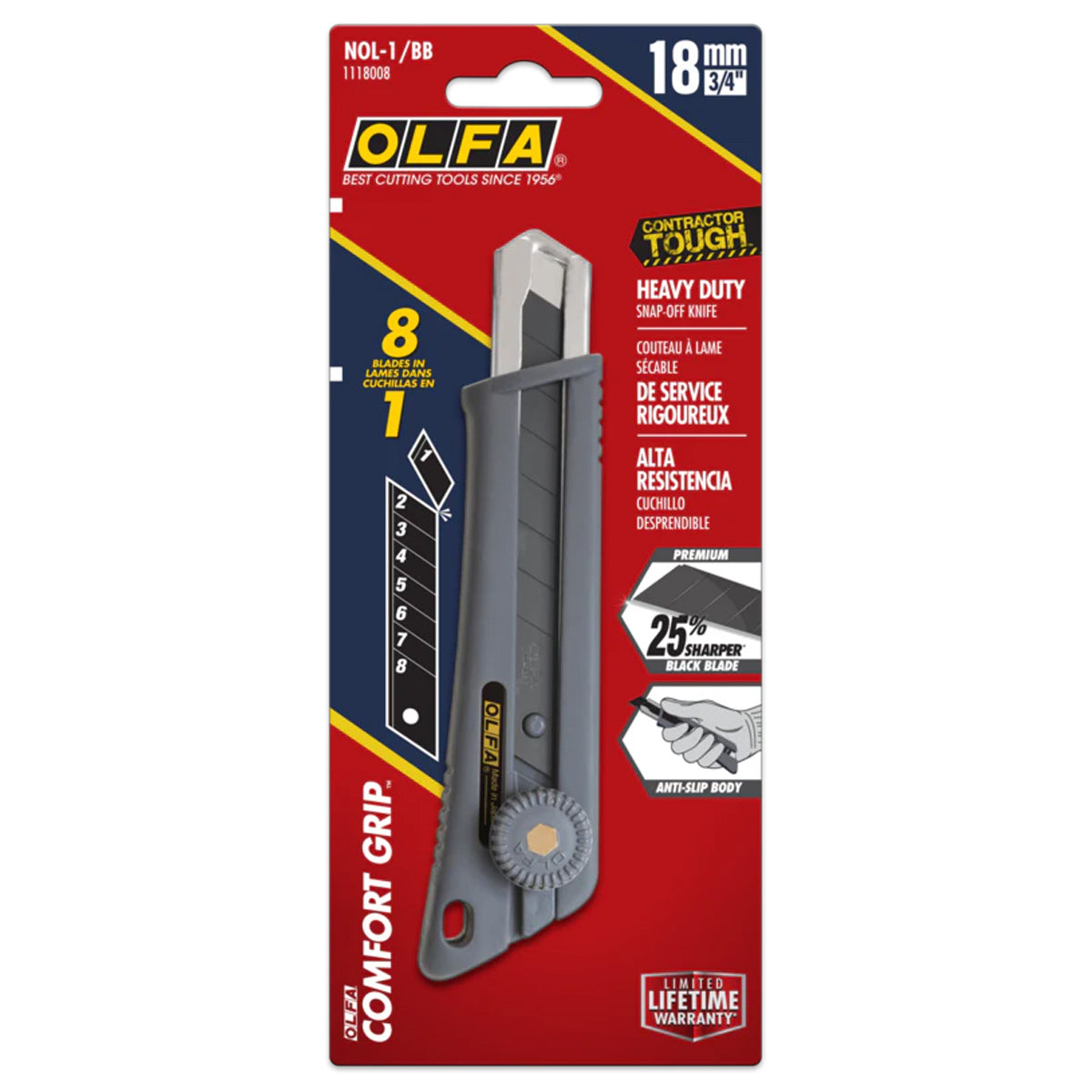 401-9046.SLC.03.jpg 18mm  Rubber-Grip Ratchet-Lock Utility Knife Image