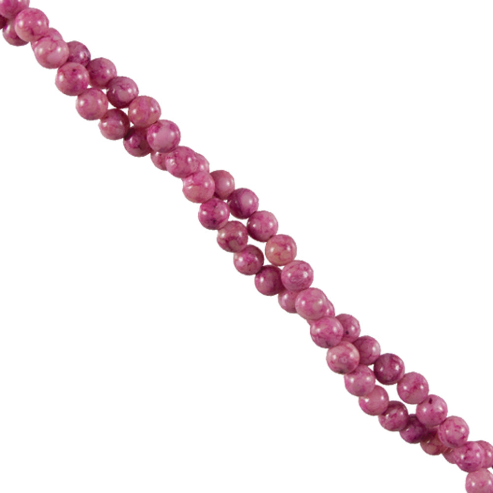 274-5.SLC.jpg 4mm Fossil Round Strand - Pink Image