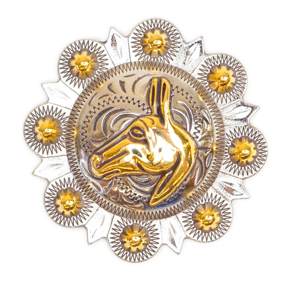 115-100.SLC.1.jpg Mulehead Berry Concho - Nickel/Gold Image