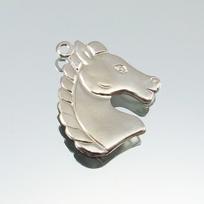 222-1610.SLC.jpg Large Roman Horse Pewter Charm - Nickel Plate Image