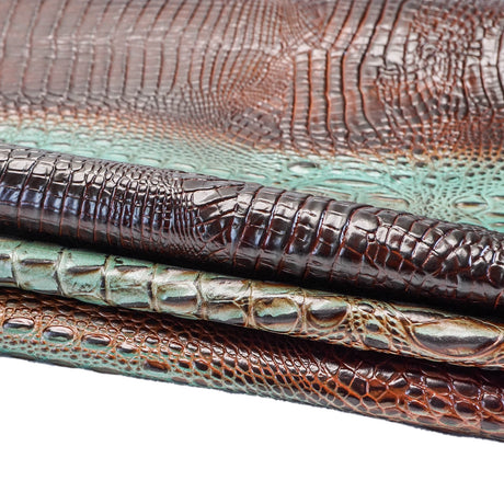 EGOC.Turquoise Brown.02.jpg Embossed Gator on Cow Image