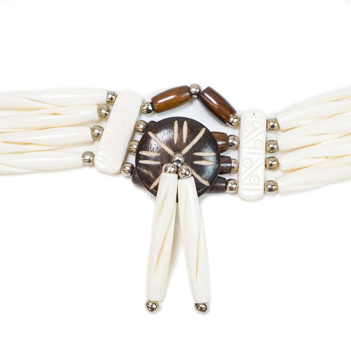 16-5453.SLC.1.jpg Bone Choker - Brown & White Cut Beads Image