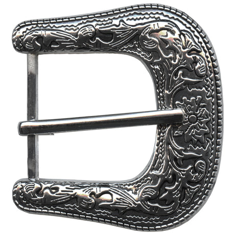 378-4400.SLC.jpg 1 ½" Engraved Buckle - Nickel Plate/Black Image