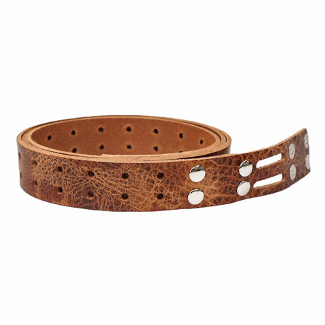 100-2079.SLC.1.jpg 1 1/2" Vintage Tan Buffalo Double Hole Belt Blank w/ Snaps Image