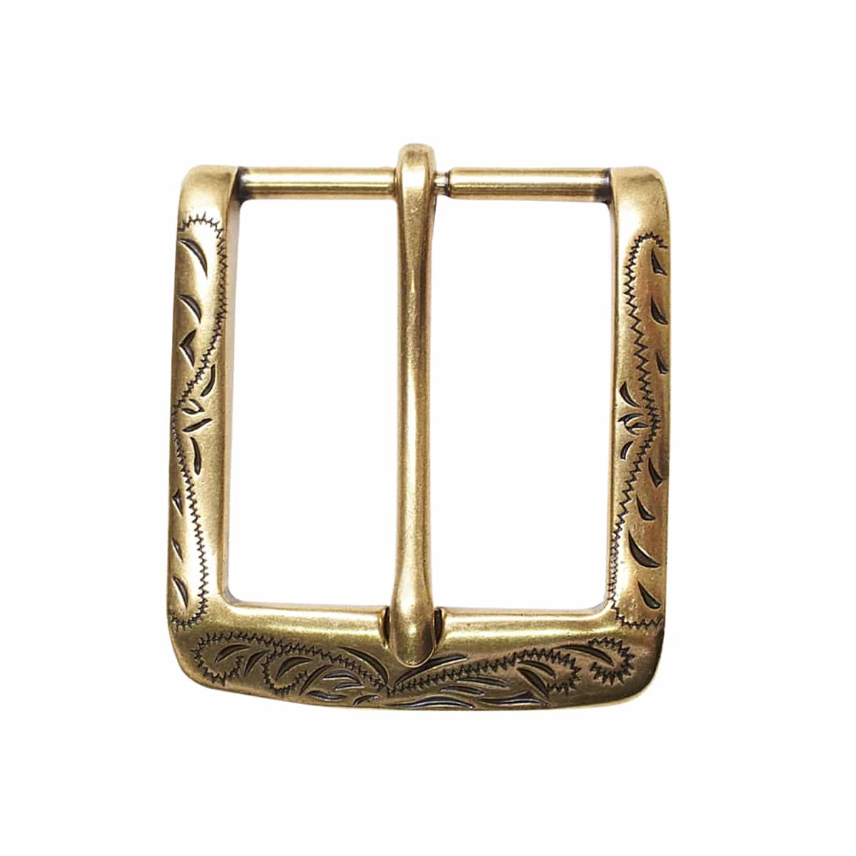378-3208.SLC.1.jpg 1 ½" Rounded Engraved Buckle - Antique Brass Image