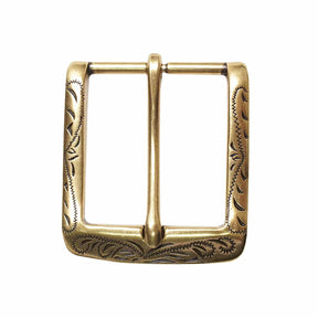 1 ½" Rounded Engraved Buckle - Antique Brass