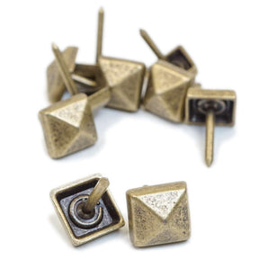 Upholstery Tack - 5/8" Rustic Pyramid, Antique Brass