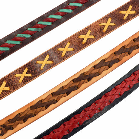 100-2079.SLC.4.jpg 1 1/2" Vintage Tan Buffalo Double Hole Belt Blank w/ Snaps Image