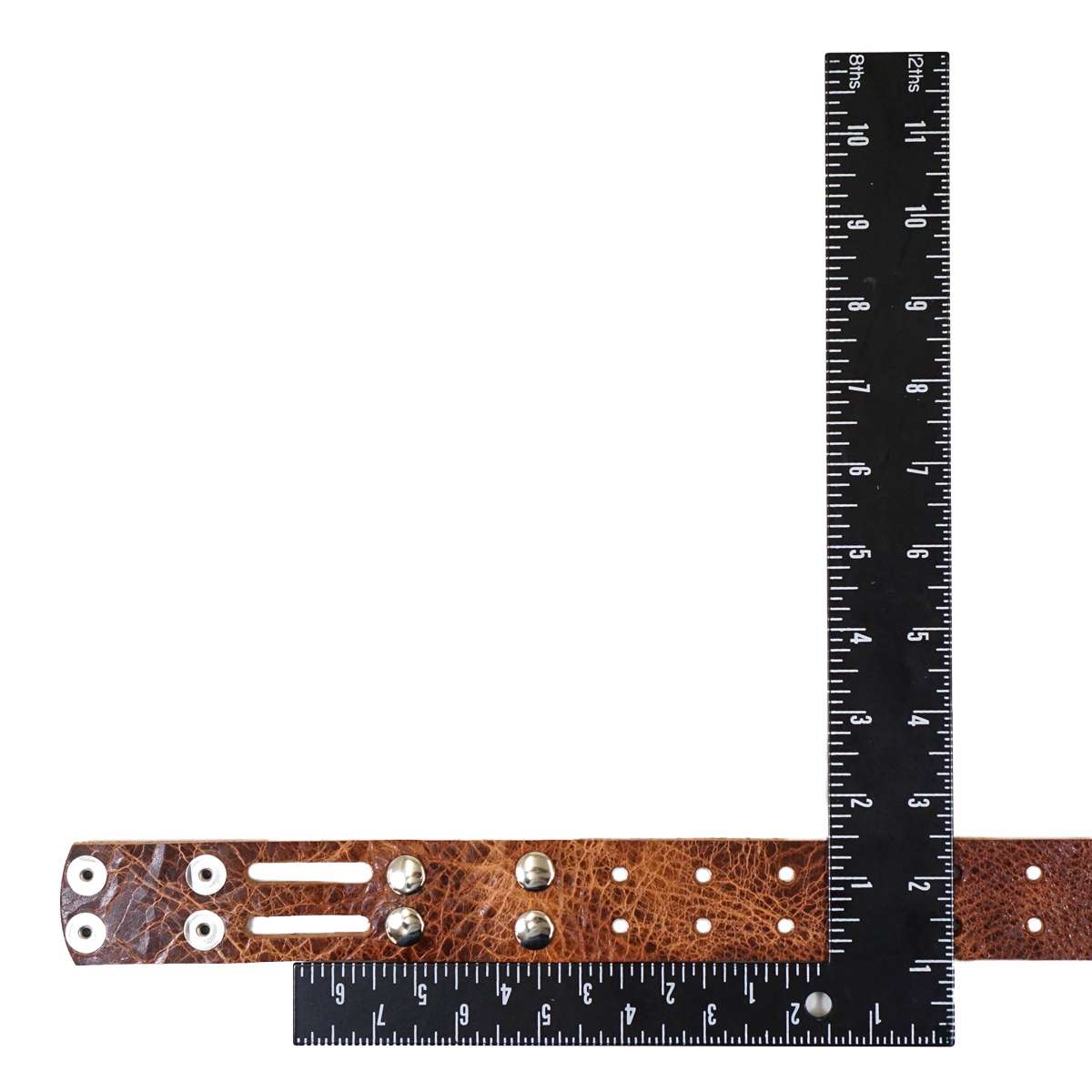 100-2079.SLC.2.jpg 1 1/2" Vintage Tan Buffalo Double Hole Belt Blank w/ Snaps Image