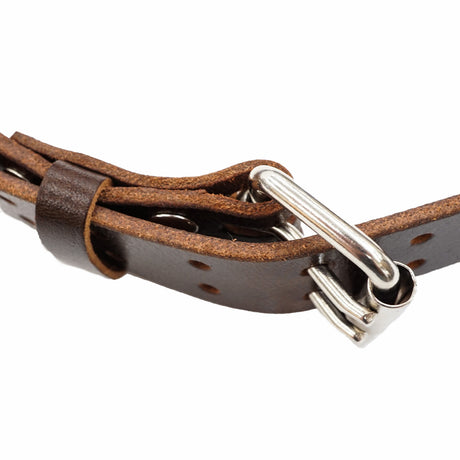 100-2069.SLC.5.jpg 1 1/2" Vintage Chocolate Buffalo Double Hole Belt Blank w/ Snaps Image