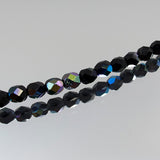 6mm Jet AB Bead Strand - Firepolished