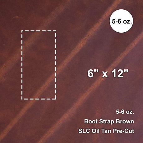 579-1210.SLC.1.jpg Boot Strap Brown 5-6 oz. Oil Tan Pre-Cut 6" x 12" Image