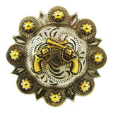 1 1/2" Crossed Pistols Berry Conchos - Old SIlver/Gold