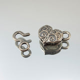 11mm Heart Box Clasp - Silver Plate