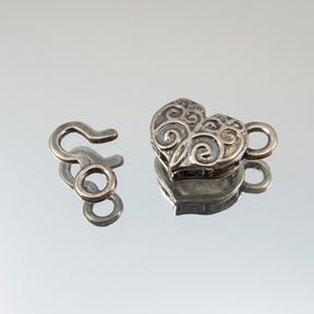11mm Heart Box Clasp - Silver Plate