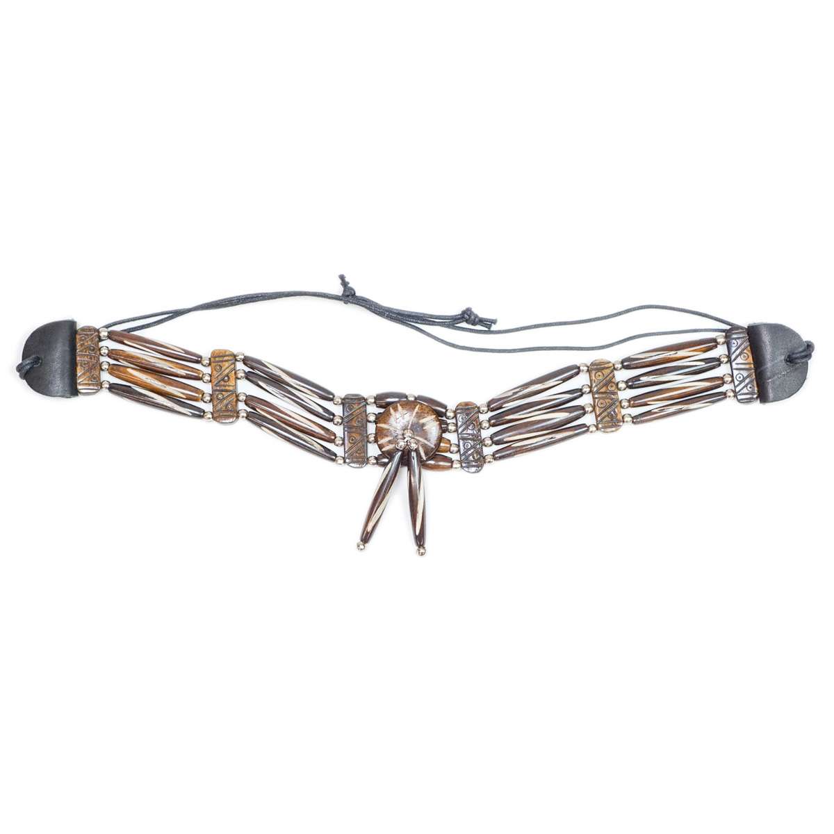16-5451.SLC.2.jpg Bone Choker - Brown & White W/Drop Image