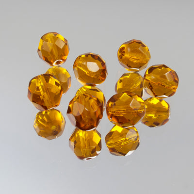 339-98.SLC.jpg 8mm Dark Topaz Bead Strand - Firepolished Image