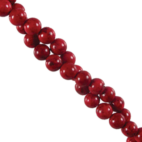 274-17.SLC.jpg 8mm Fossil Round Strand - Red Image