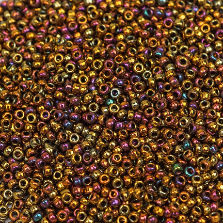 45-159462.SLC.1.jpg 15/0 Seed Beads - Metallic Gold Iris 8.2g Image