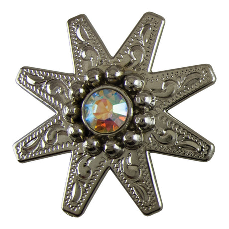 400-0625.SLC.jpg Engraved Spur Concho Crystal AB - Nickel Plate Image