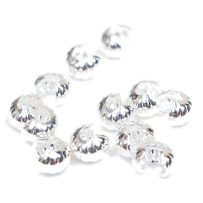 4mm Crimp Cover - Silver Plate Corrugated 12pk