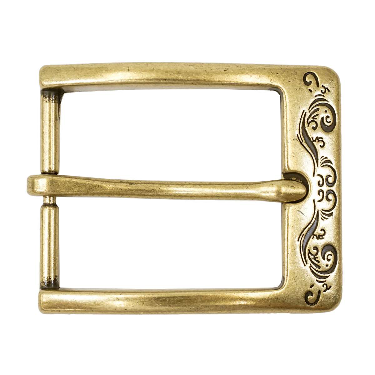 378-3204.SLC.1.jpg 1 ½" Squared Engraved Buckle - Antique Brass Image