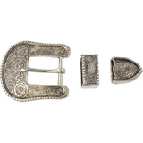 ¾" Floral Buckel Set - Antique Nickel Plate