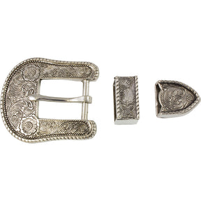 ¾" Floral Buckel Set - Antique Nickel Plate