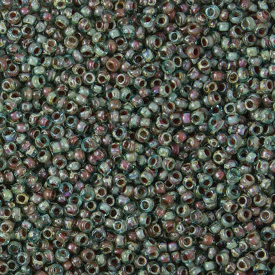 45-1194506.SLC.jpg 11/0 Seed Beads - Picasso Olive Transparent 22g Image