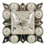 1" Square Berry Concho - Silver Plate