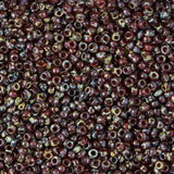 11/0 Seed Beads - Picasso Red Brown Transparent 22g